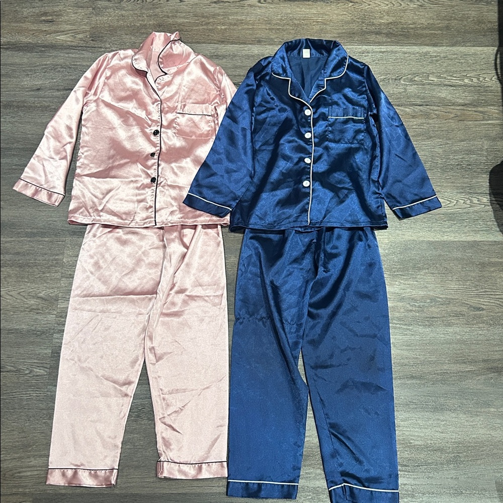 Kids Silky Pink and Blue Pajama Set